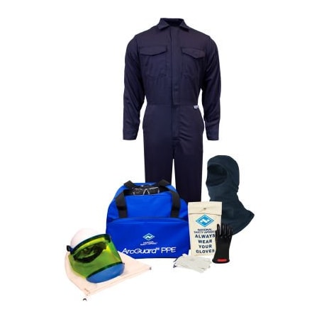 National Safety Apparel ArcGuard KIT2CV11BXL12 12 cal UltraSoft Arc Flash Kit, FR Coverall & Balaclava, XL, Sz 12 KIT2CV11BXL12